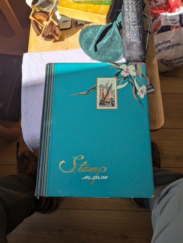 Stamp album with - stamp, over